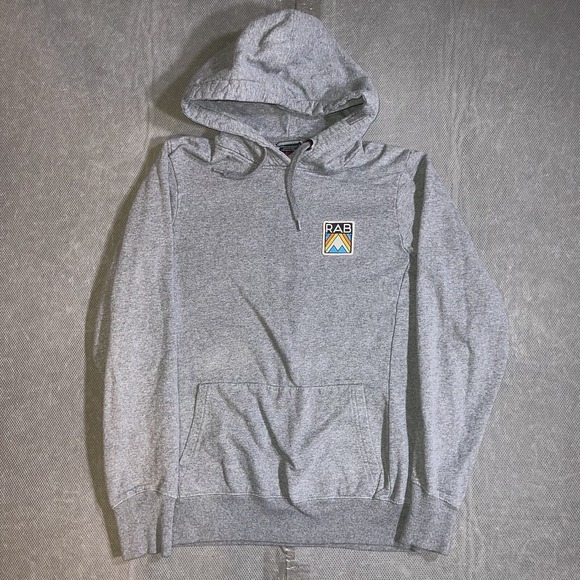 Rab Journey Hoodie Womens Small Gray Pullover Retro Chest Logo Hiking Outdoor - Picture 1 of 9